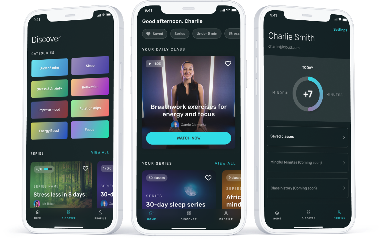 Screen design of the new Discover and Profile screens, and navigation
