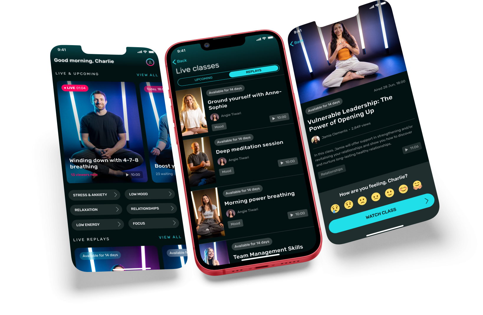 Screen design for the updated home screen, replay/live schedule, and replay lobby