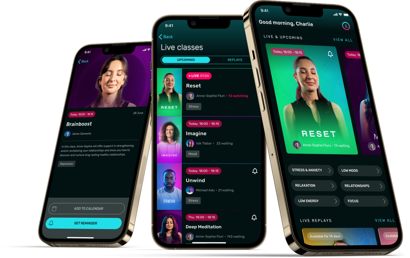 Screen design for the updated home screen, live schedule, and lobby