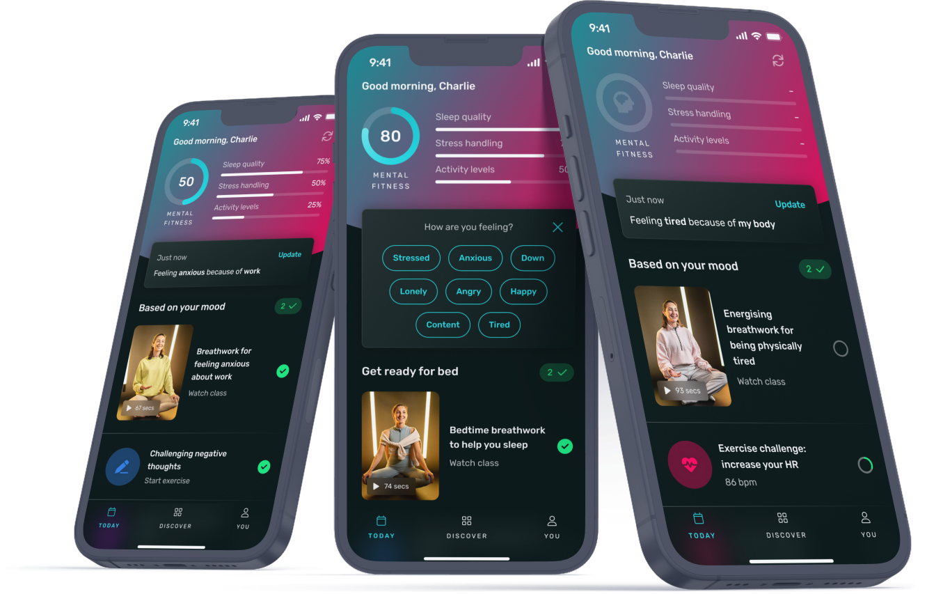 Screen design for various states of "Today"