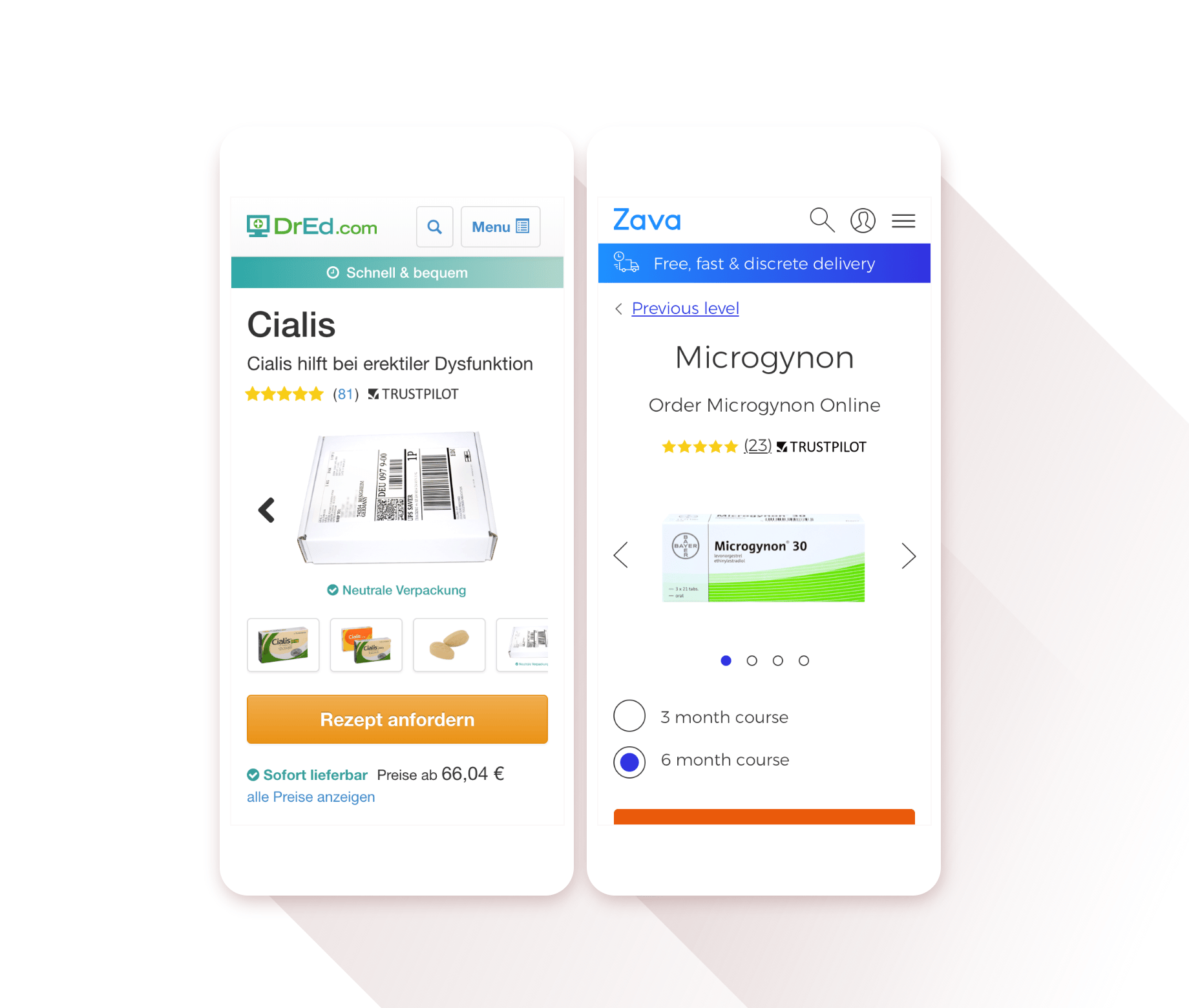 product page - before and after