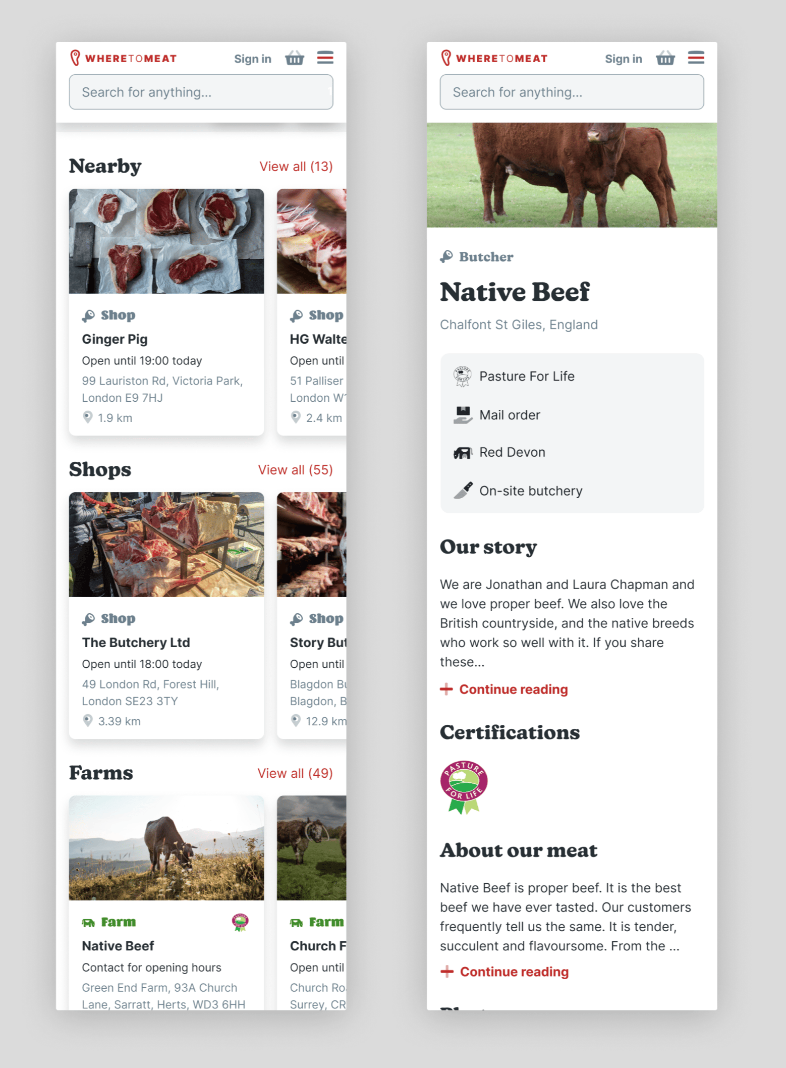 product/results page