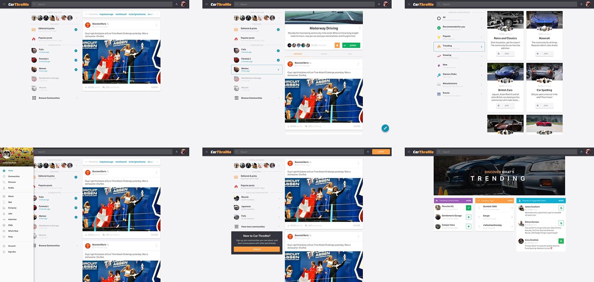 Various page designs