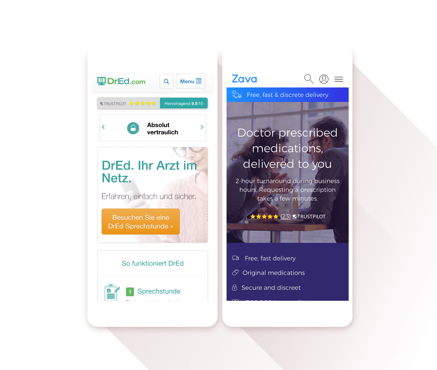 homepage - before and after