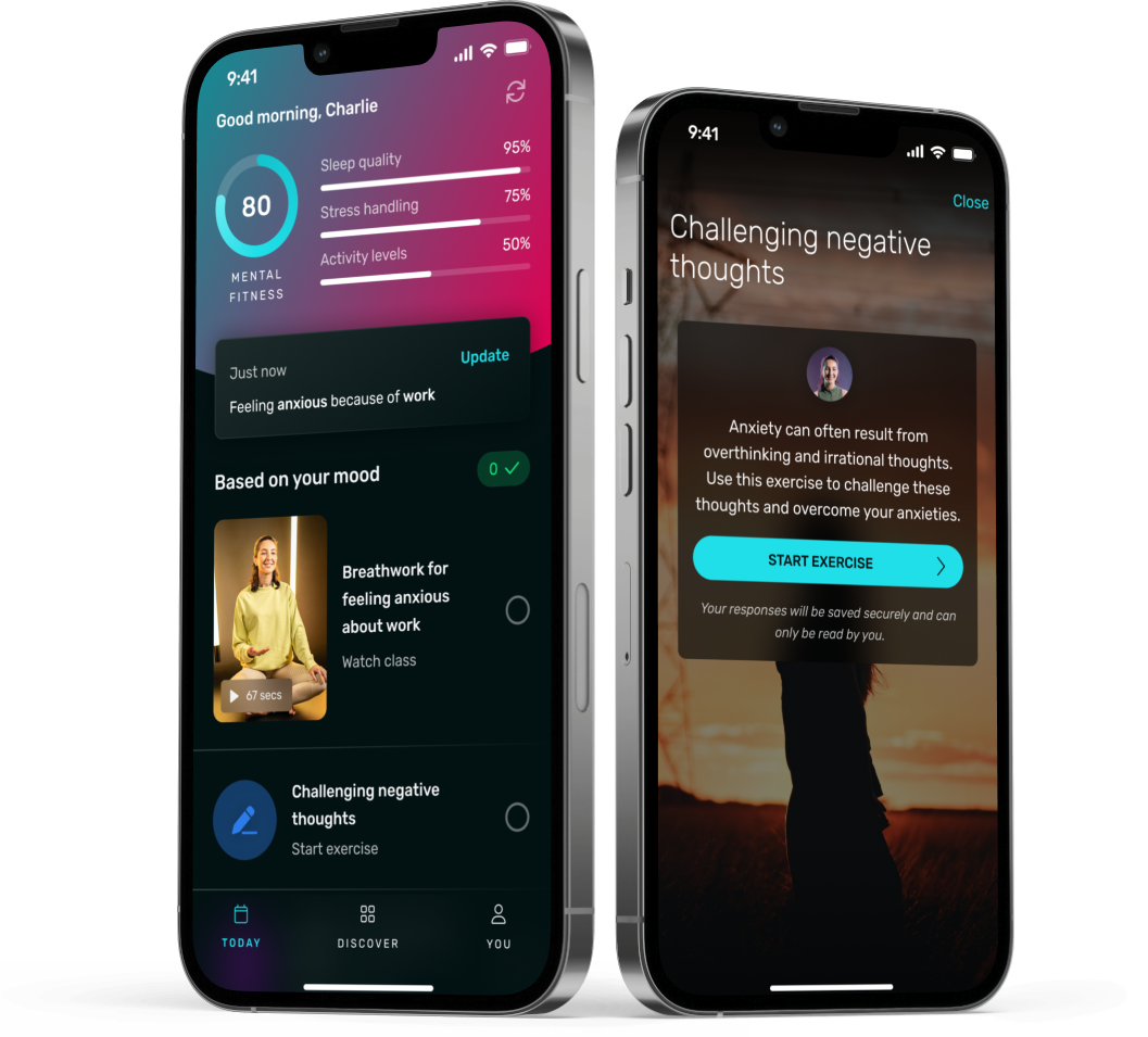 Screen design for new home screen ("Today") and CBT exercises
